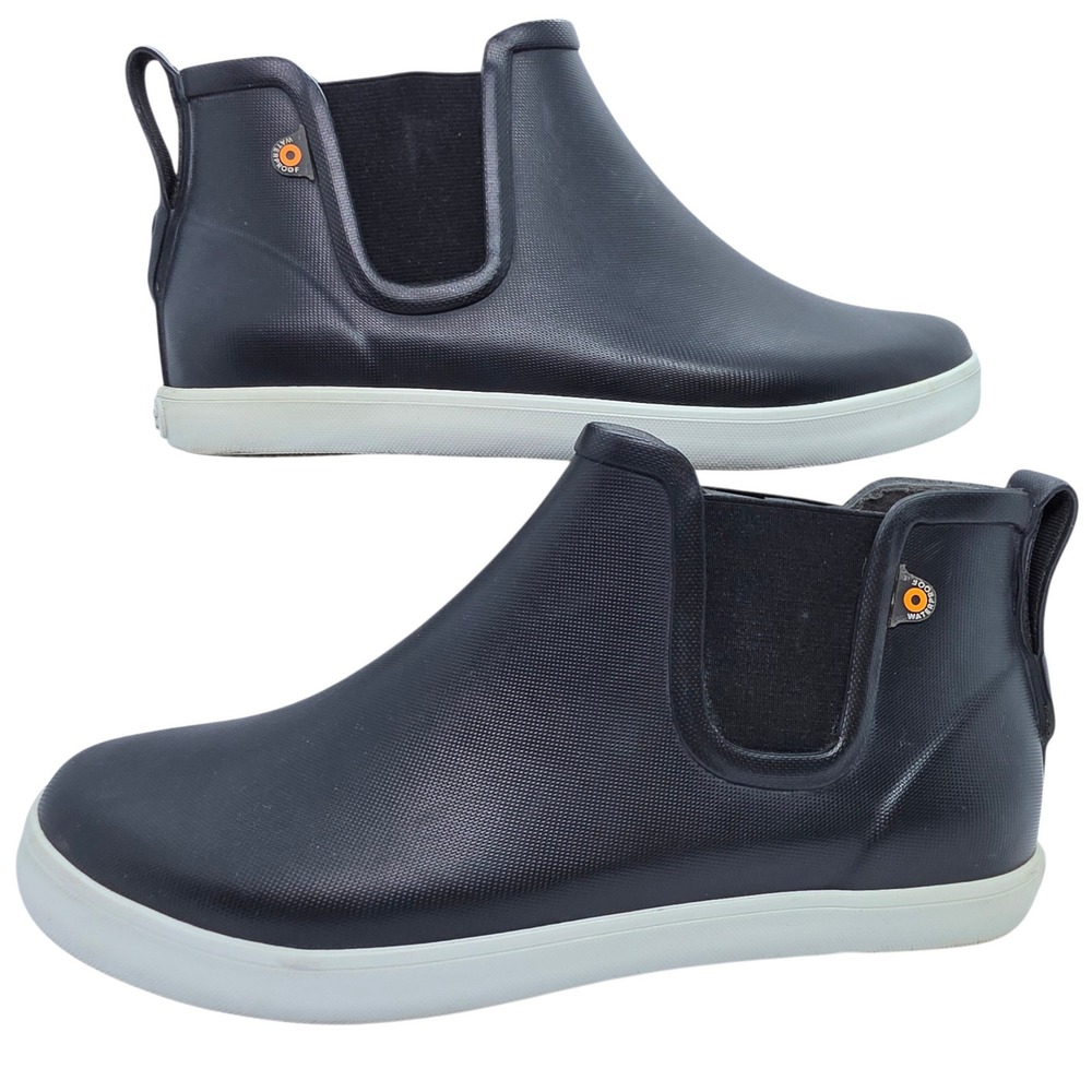 Bogs Kicker Rain Chelsea Boots Womens 8 Black Waterproof Ankle Rubber 72509-009